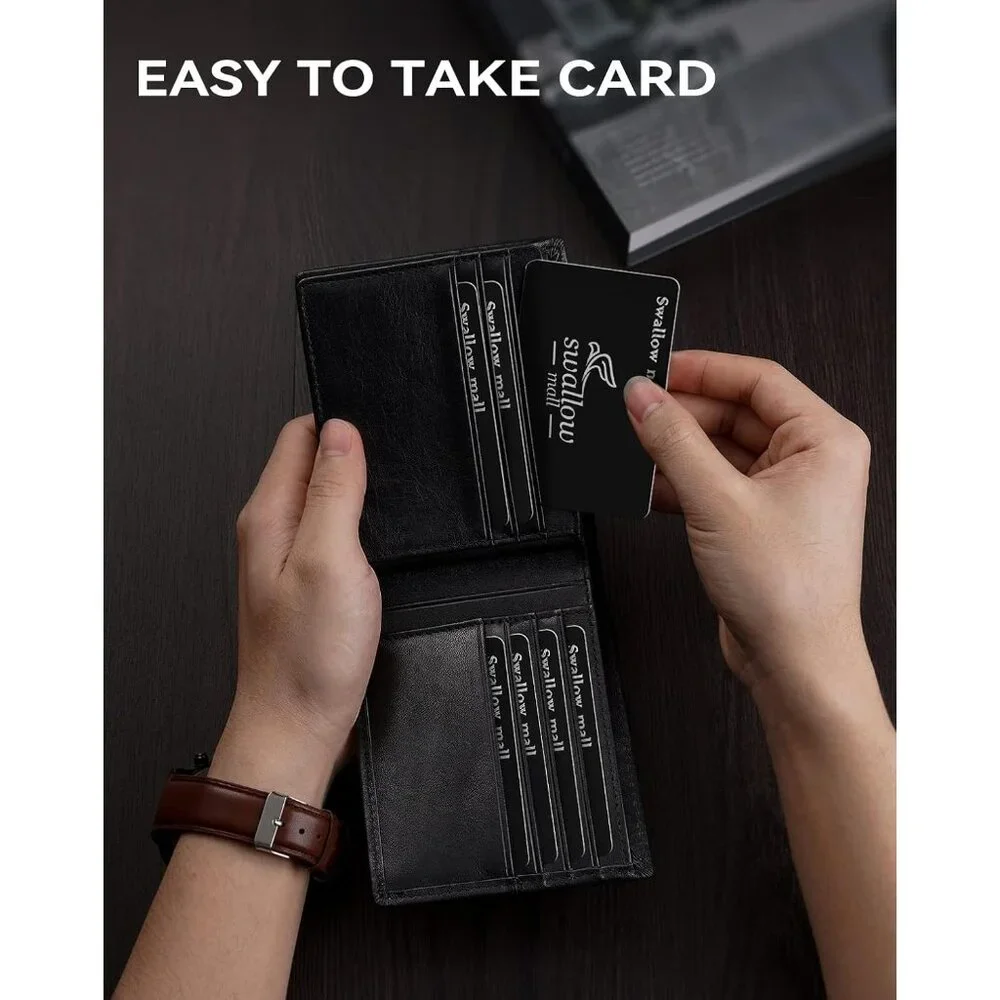 Mens Wallet RFID Blocking Leather Bifold Wallets For Mens, Extra Capacity